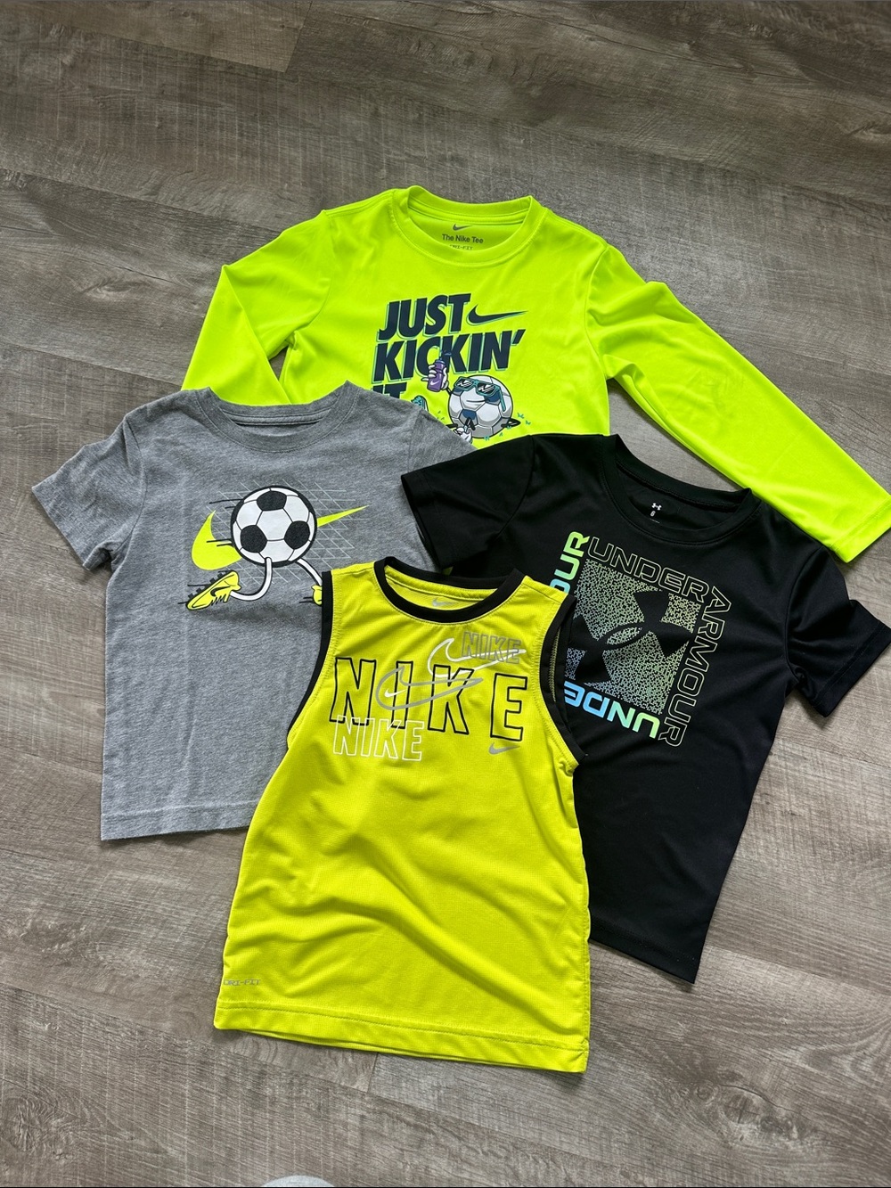 Nike Boys Neon Yellow, Gray & Black Athletic Tee Mix